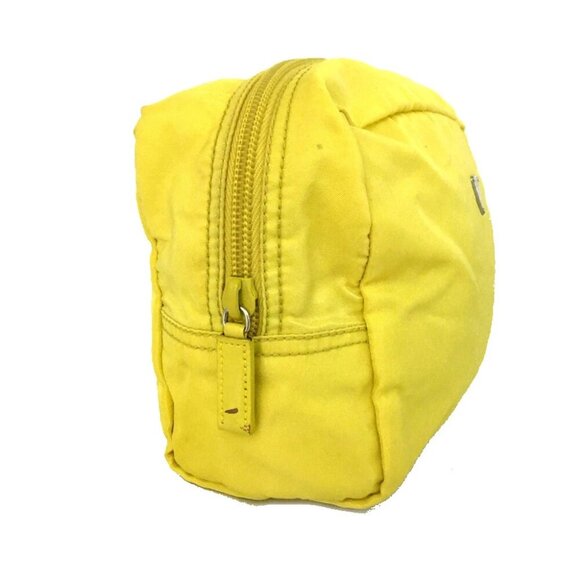 PRADA Logo Plate Nylon Cosmetic Pouch Bag Yellow/8BD1463 - Picture 2 of 8